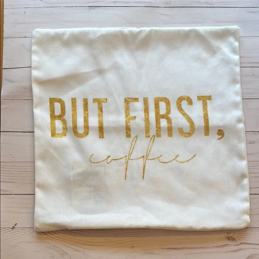 White Gold Pillow Cover Coffee Lover